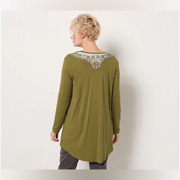 G.I.L.I. Knit Cardigan with Beaded Mesh Detail - Picture 2 of 3